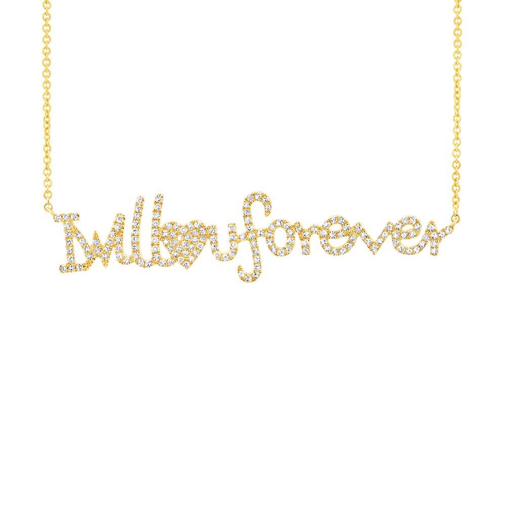 14k Yellow Gold ''I will love u forever'' Diamond Pendant - 0.46ct