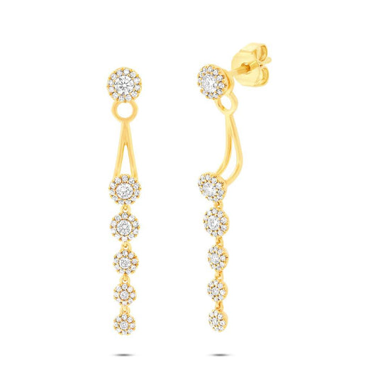 14k Yellow Gold Diamond Ear Jacket Earring