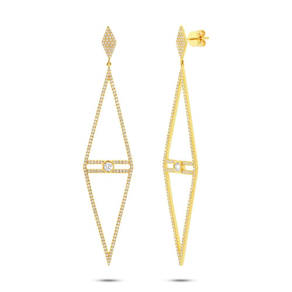 14k Yellow Gold Diamond Triangle Earring - 1.19ct