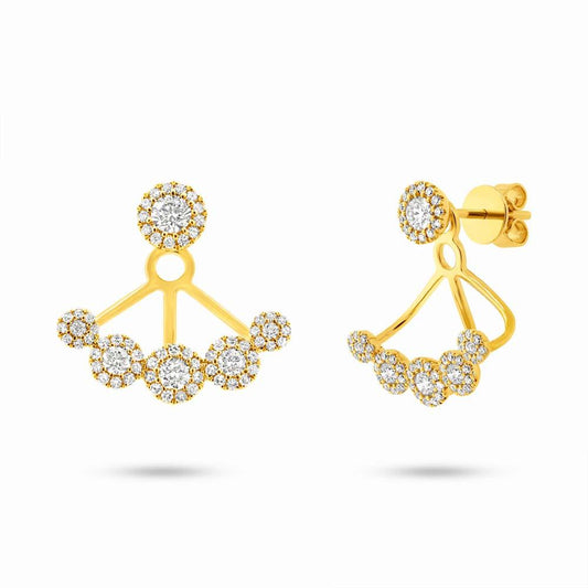 14k Yellow Gold Diamond Earring Jacket with Studs