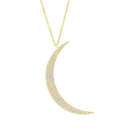 14k Yellow Gold Diamond Crescent Necklace - 0.44ct