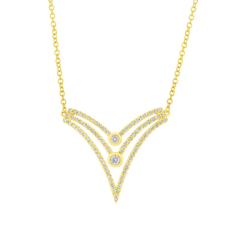 14k Yellow Gold Diamond Necklace - 0.24ct