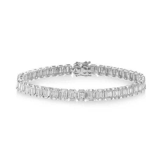 18k White Gold Diamond Baguette Bracelet - 4.00ct