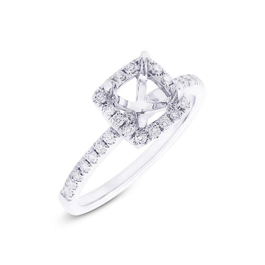 14k White Gold Diamond Semi-mount Ring for 5.5x5.5mm Center - 0.30ct