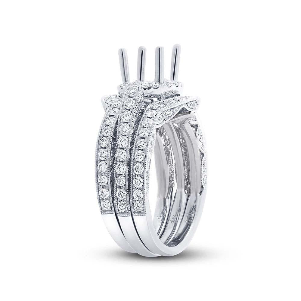 14k White Gold Diamond Semi-mount Ring 3-pc - 1.64ct