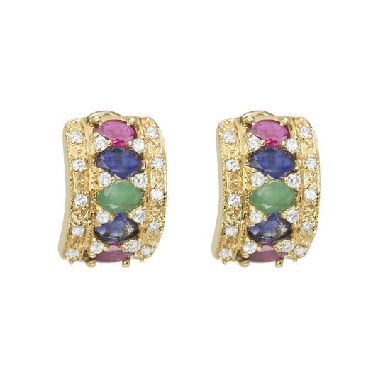 14K Yellow Gold Gemstone Earrings