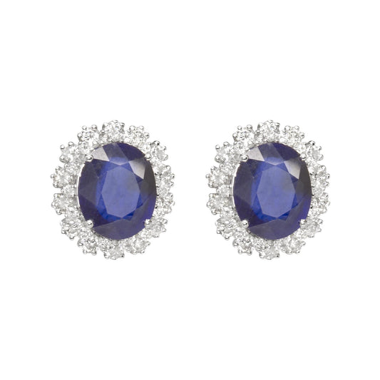 14K White Gold Sapphire and Diamond Earrings