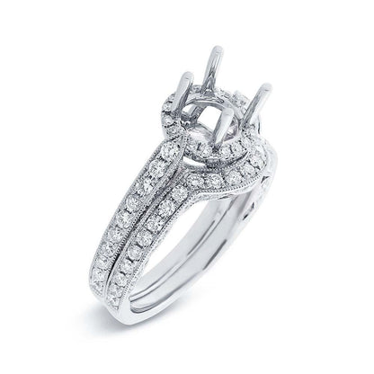 14k White Gold Diamond Semi-mount Ring 2-pc - 1.13ct