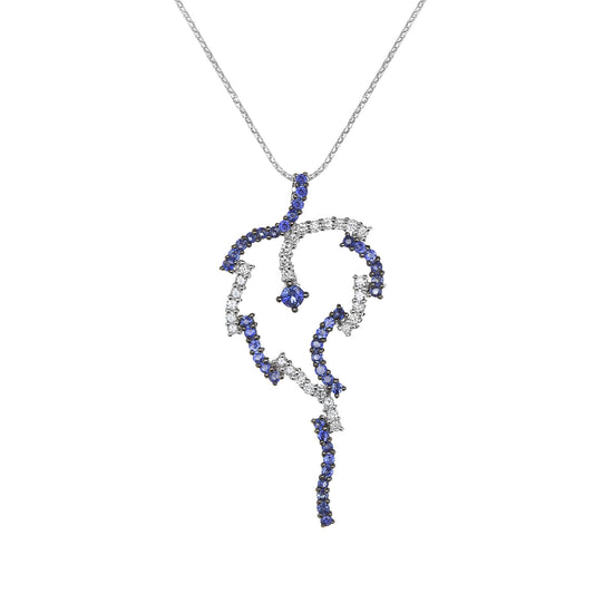 18K White Gold Sapphire and Diamond Pendant V0113