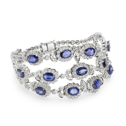 18K White Gold Blue Sapphire and Diamond Bracelet
