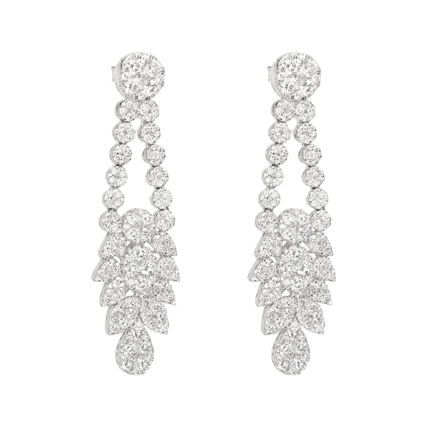18k White Gold Classy & Gorgeous Dangle Drop Diamond Earrings