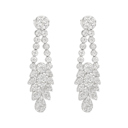 18k White Gold Classy & Gorgeous Dangle Drop Diamond Earrings