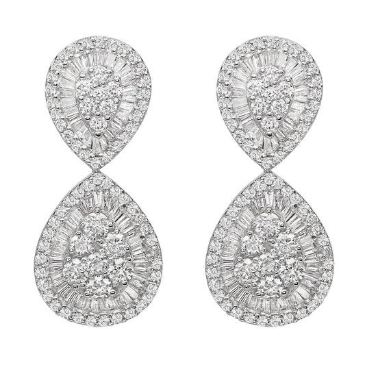 14K white Gold Diamond Earrings
