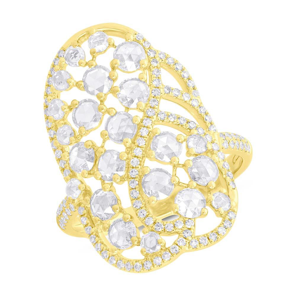 14k Yellow Gold Diamond Rose Cut Ring