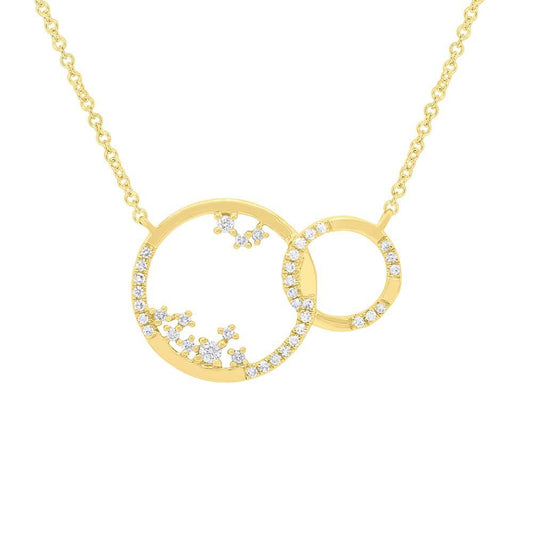 14k Yellow Gold Diamond Circle Necklace
