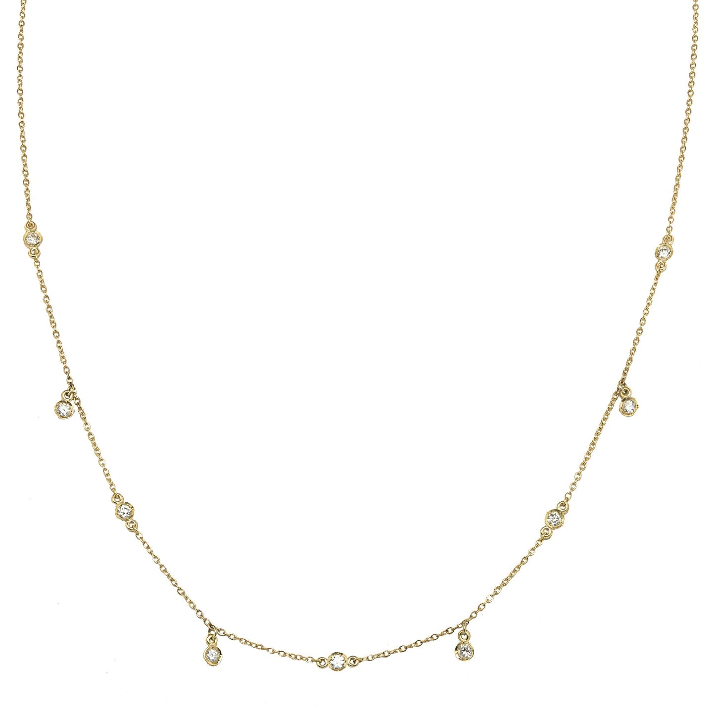 14K Yellow Gold Necklace with Diamond by the yard  0.80ct Round Diamonds. V0162