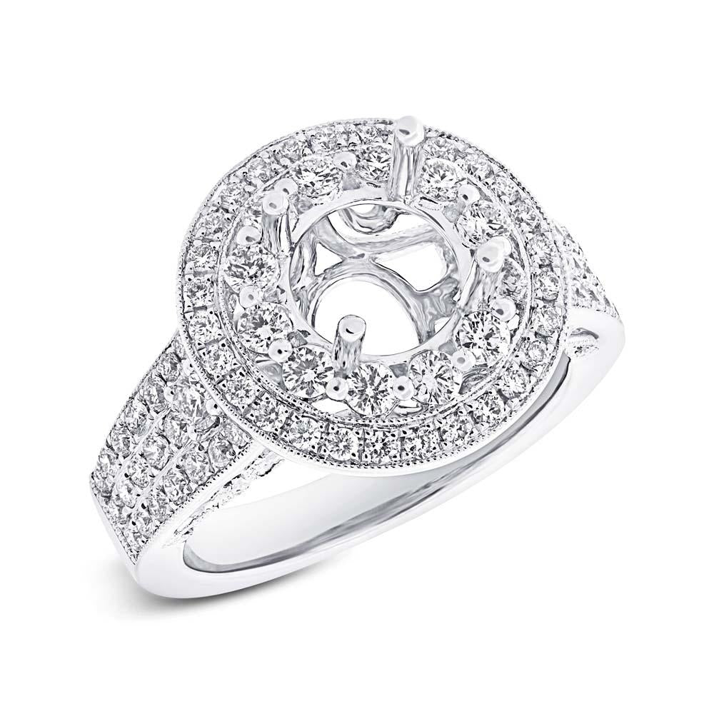 14k White Gold Diamond Semi-mount Ring - 1.14ct