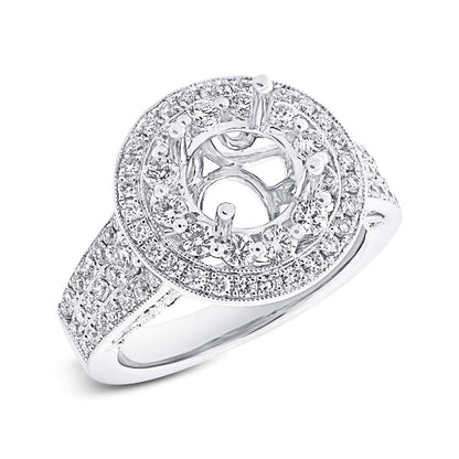 18k White Gold Diamond Semi-mount Ring Size 6.5 - 1.14ct