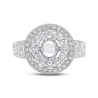 18k White Gold Diamond Semi-mount Ring Size 6.5 - 1.14ct