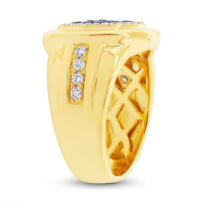 Diamond & 0.53ct Blue Sapphire 14k Yellow Gold Men's Ring Size 7 - 0.32ct