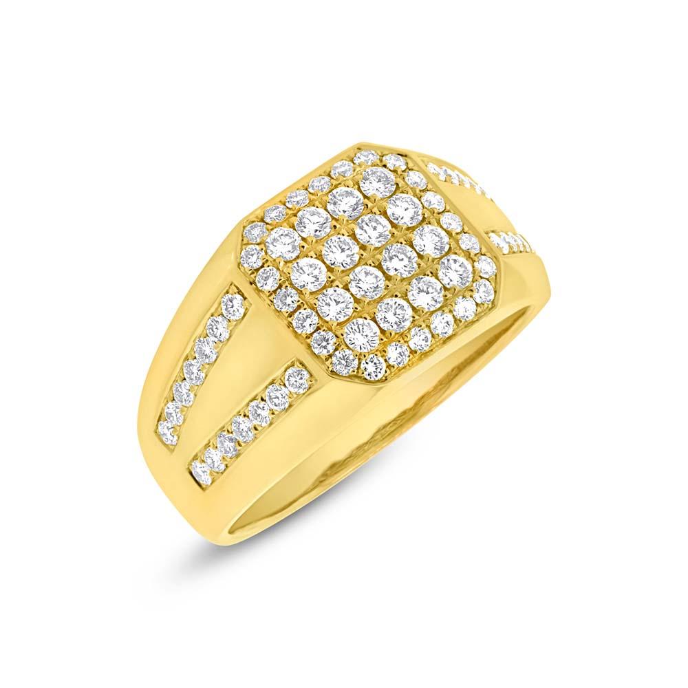 14k Yellow Gold Diamond Men's Ring - 1.15ct