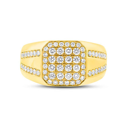 14k Yellow Gold Diamond Men's Ring - 1.15ct
