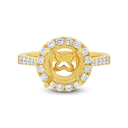 14k Yellow Gold Diamond Semi-mount Ring Size 6 - 0.53ct