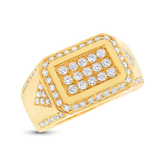 14k Yellow Gold Diamond Men's Ring - 1.02ct