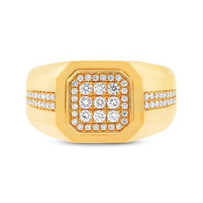 14k Yellow Gold Diamond Men's Ring - 0.57ct