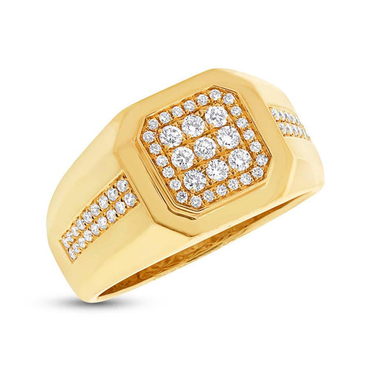 14k Yellow Gold Diamond Men's Ring - 0.57ct