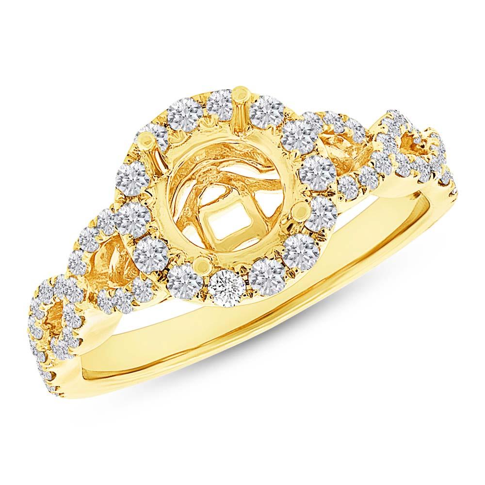 14k Yellow Gold Diamond Semi-mount Ring for 1.00ct Center - 0.60ct