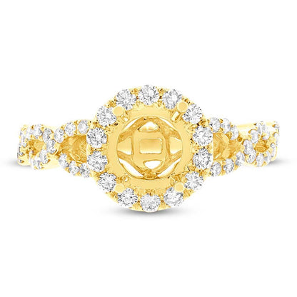 14k Yellow Gold Diamond Semi-mount Ring for 1.00ct Center - 0.60ct