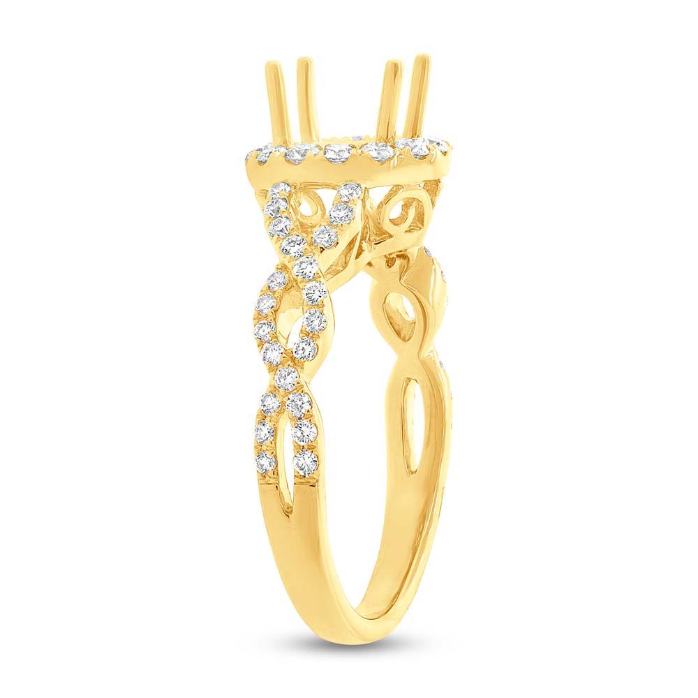 14k Yellow Gold Diamond Semi-mount Ring for 1.00ct Center - 0.60ct