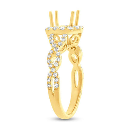 14k Yellow Gold Diamond Semi-mount Ring for 1.00ct Center - 0.60ct