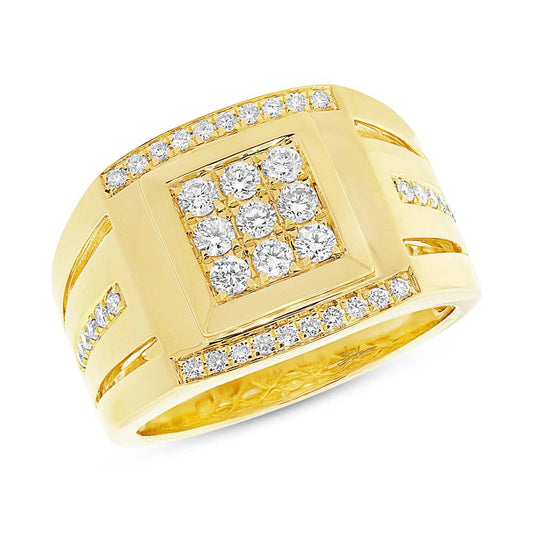 14k Yellow Gold Diamond Men's Ring - 0.79ct