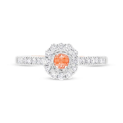 18k Two-tone Rose Gold Diamond Semi-mount Ring for 0.50ct Center Size 6.5 - 0.34ct