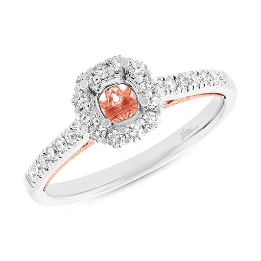 18k Two-tone Rose Gold Diamond Semi-mount Ring for 0.50ct Center Size 6.5 - 0.34ct