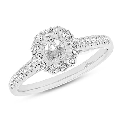 18k White Gold Diamond Semi-mount Ring for 0.75ct Center - 0.48ct