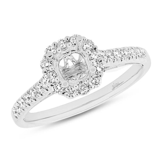 18k White Gold Diamond Semi-mount Ring for 0.75ct Center - 0.48ct