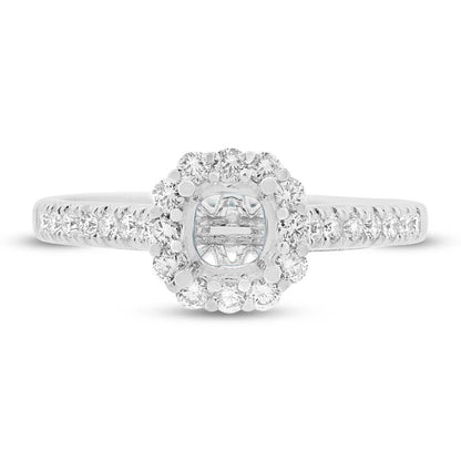 18k White Gold Diamond Semi-mount Ring for 0.75ct Center Size 6.5 - 0.48ct