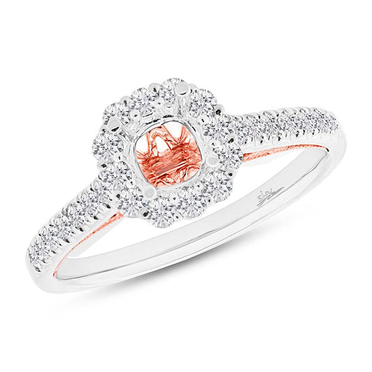 18k Two-tone Rose Gold Diamond Semi-mount Ring for 0.75ct Center - 0.48ct
