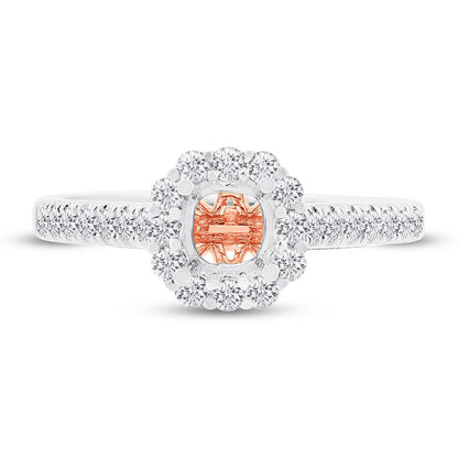 18k Two-tone Rose Gold Diamond Semi-mount Ring for 0.75ct Center - 0.48ct