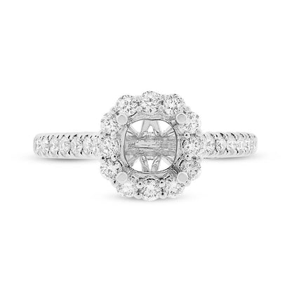 18k White Gold Diamond Semi-mount Ring for 1.00ct Center - 0.59ct