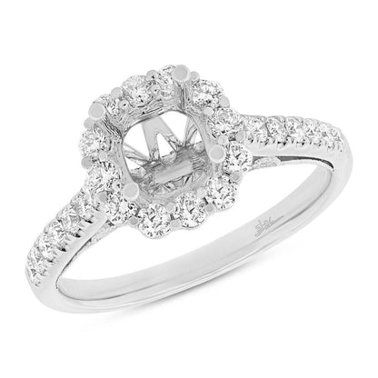 18k White Gold Diamond Semi-mount Ring for 1.00ct Center Size 6.5 - 0.59ct