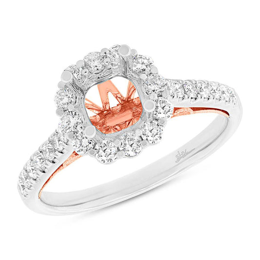 18k Two-tone Rose Gold Diamond Semi-mount Ring for 1.00ct Center - 0.59ct