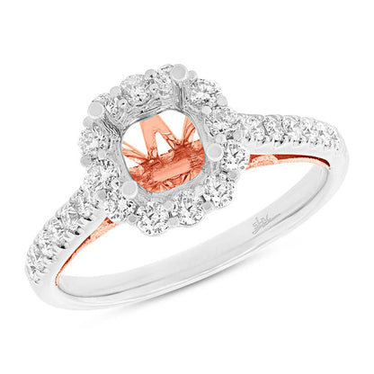 18k Two-tone Rose Gold Diamond Semi-mount Ring for 1.00ct Center Size 6.5 - 0.59ct