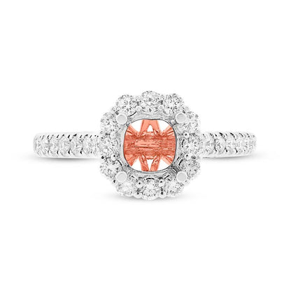18k Two-tone Rose Gold Diamond Semi-mount Ring for 1.00ct Center Size 6.5 - 0.59ct