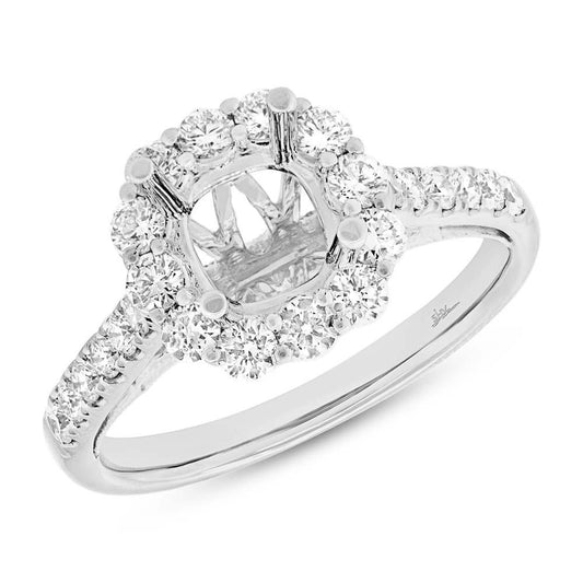 18k White Gold Diamond Semi-mount Ring for 1.50ct Center Size 6.5 - 0.81ct
