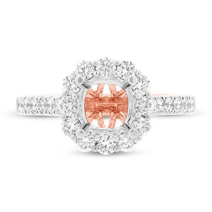 18k Two-tone Rose Gold Diamond Semi-mount Ring for 1.50ct Center - 0.81ct