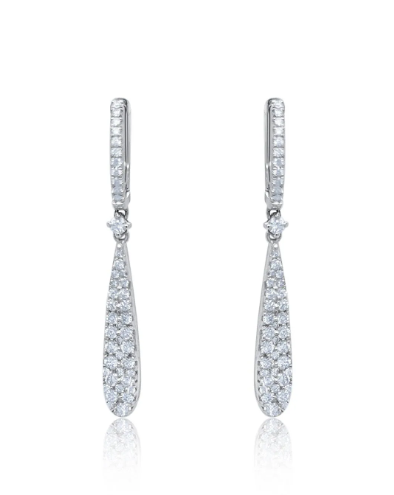 18k White Gold Dangle Earring For Wedding Hoop Earring